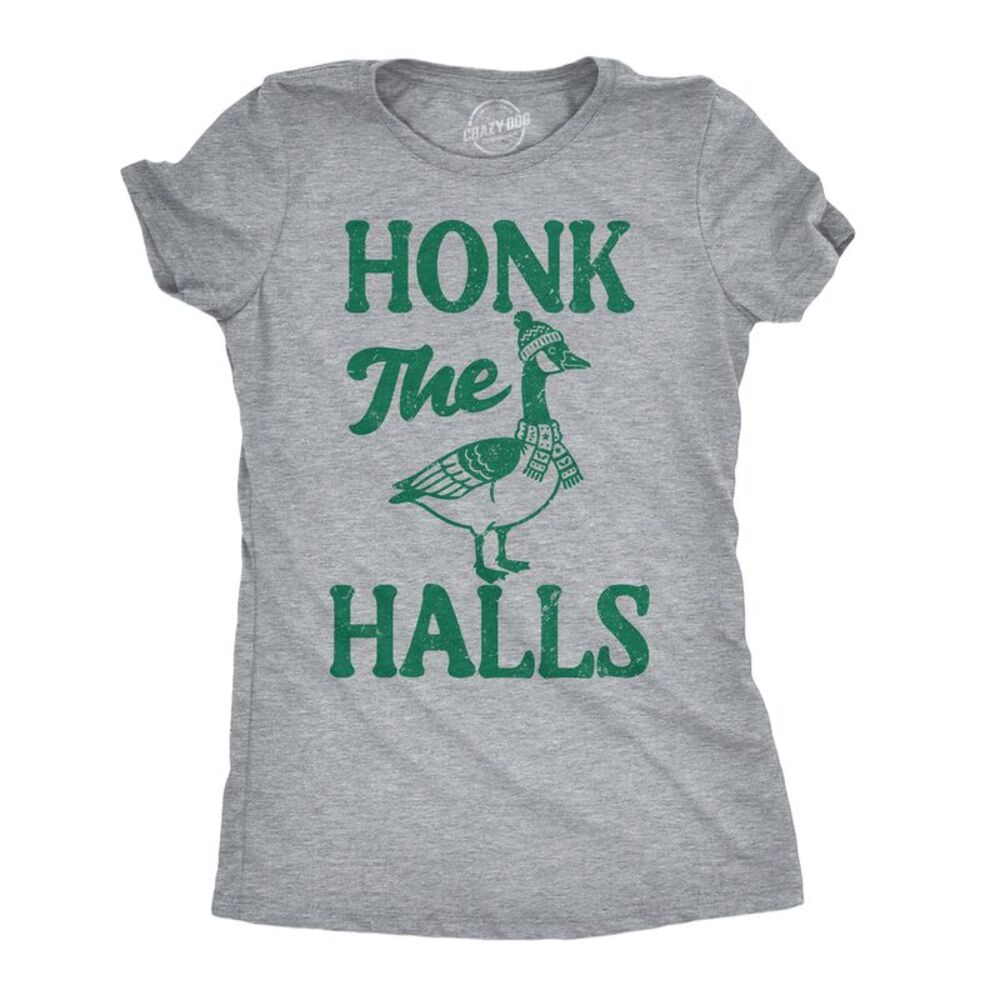 Womens T Shirts Honk The Halls Christmas Goose Tee For Ladies